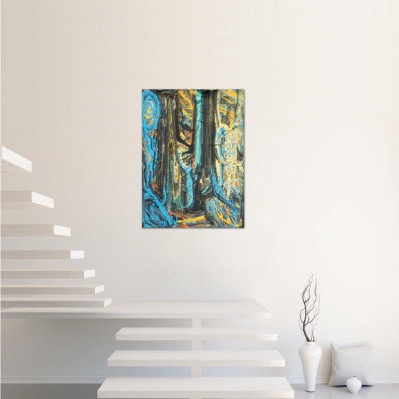 In the deep woods, Acrylic, textured, modern, medium size tree Original painting - Picture 4 of 6